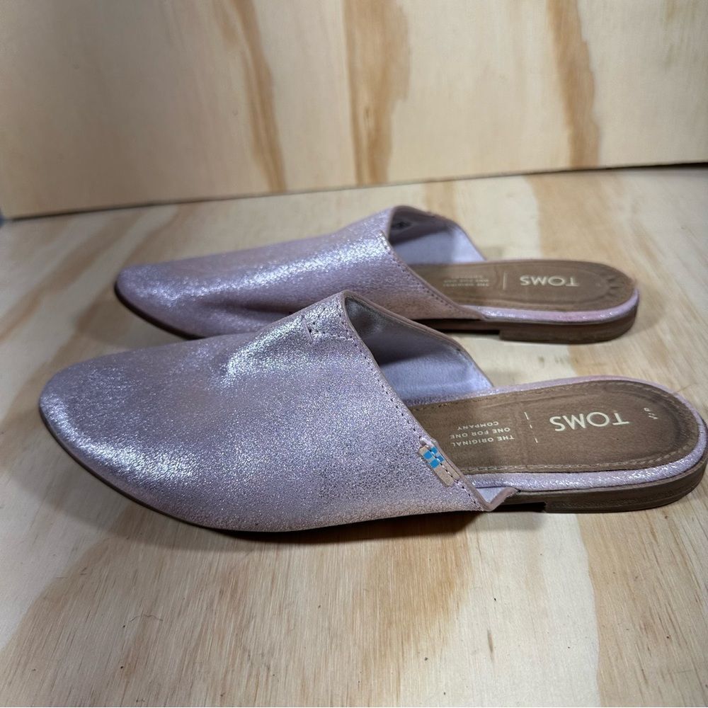 Toms Pink Metallic Mules Women’s Size 8